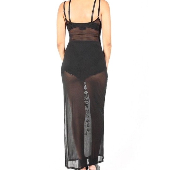 💀🖤𝕴𝖗𝖔𝖓 𝕱𝖎𝖘𝖙 Bone Deep Mesh Maxi Dress - Picture 2 of 5